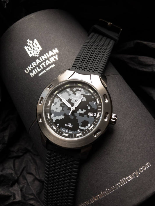 Ukrainian Military Watch Collection Pixel Model TI001/ Dark Gray Pixel water resistant tactical Made in Ukraine
